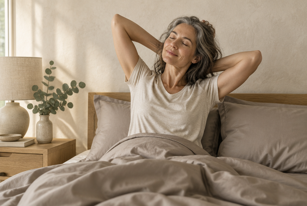 Woman waking up rested