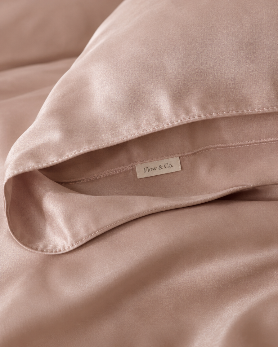 Lyocell sateen duvet cover set – Blush – label