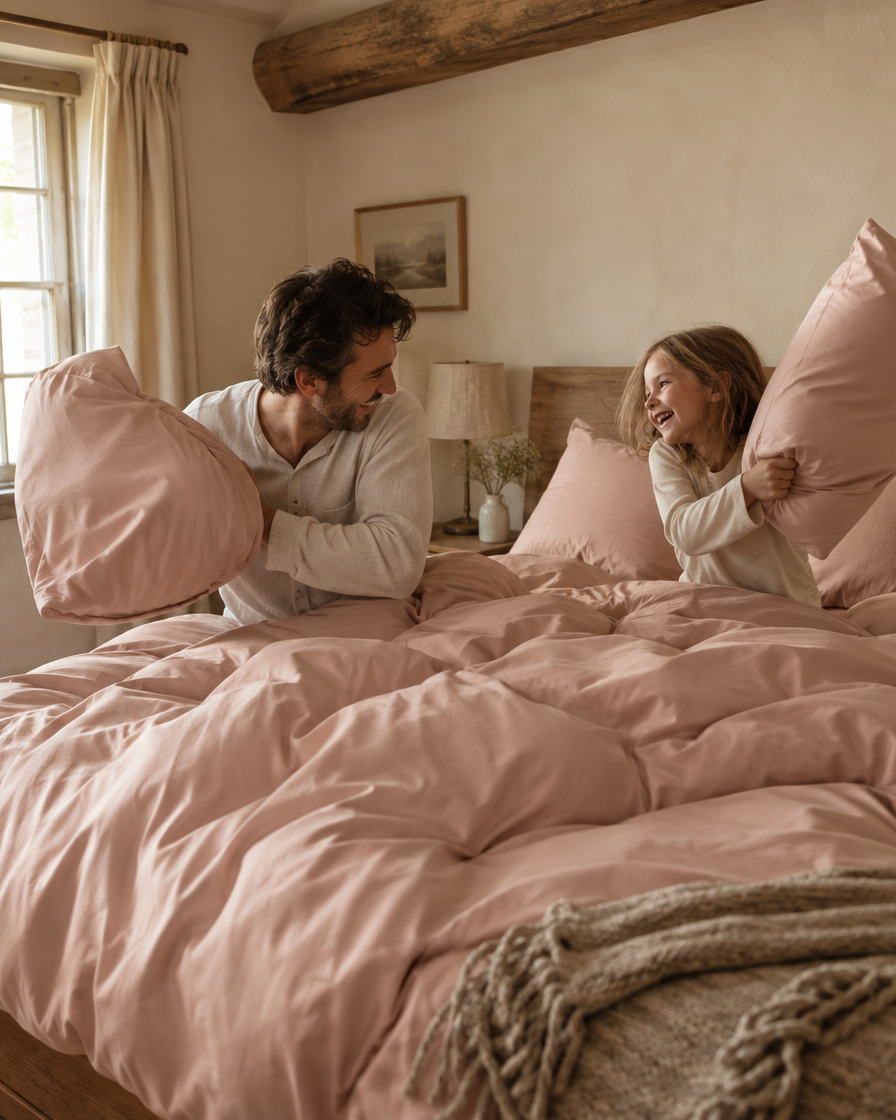 Lyocell sateen duvet cover set – Blush – lifestyle