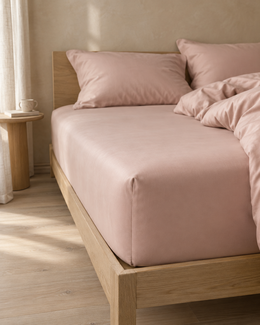 Lyocell sateen fitted sheet – Blush – fs-bed
