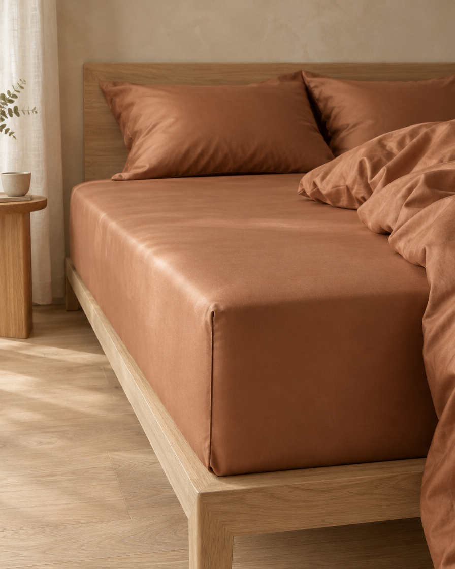 Lyocell sateen fitted sheet – Copper – fs-bed