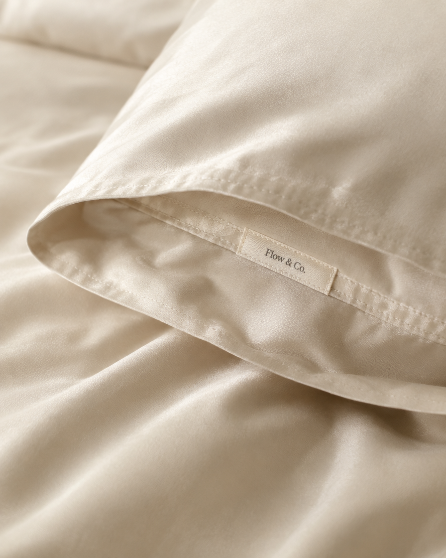 Lyocell sateen pillowcases – Ivory – label