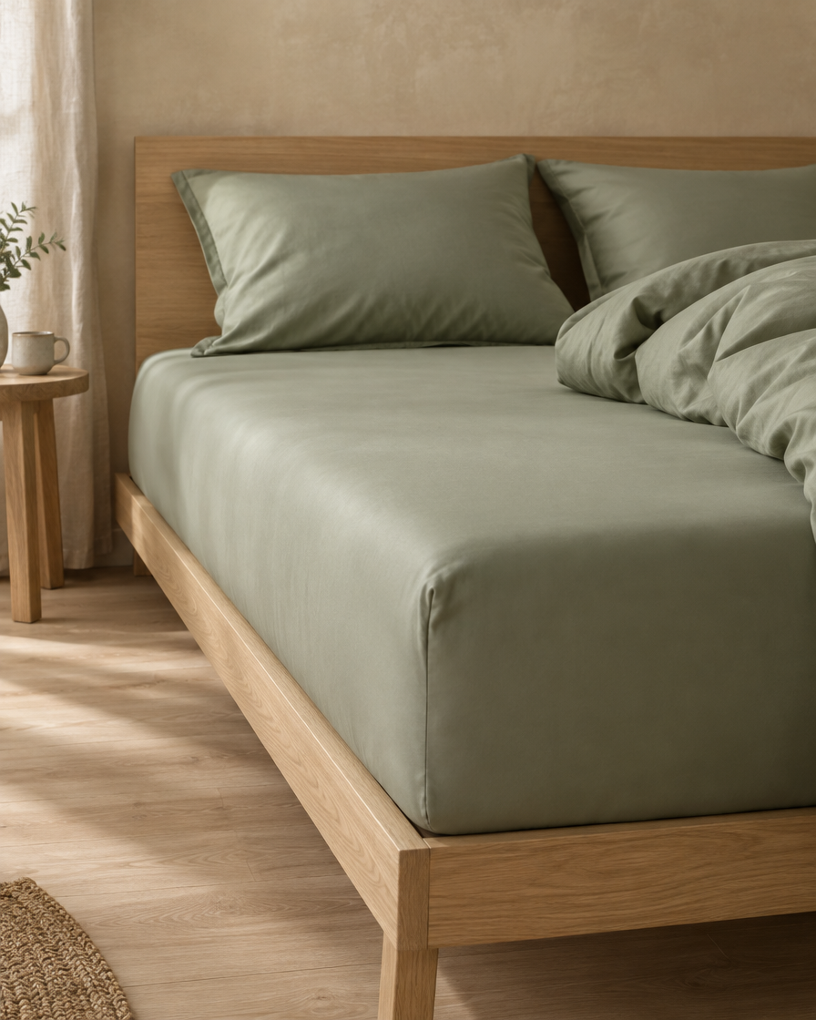 Lyocell sateen fitted sheet – Sage – fs-bed