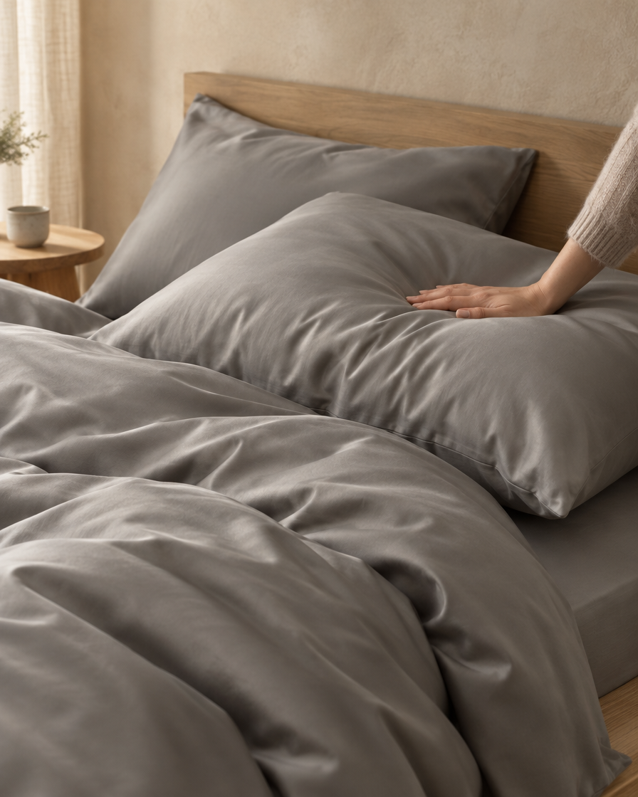 Lyocell sateen pillowcases – Smoke Grey – pc-touch