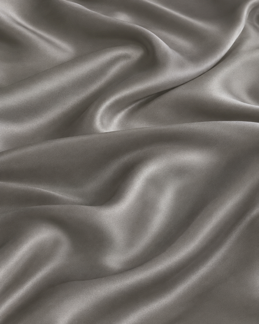 Lyocell sateen fitted sheet – Smoke Grey – drape