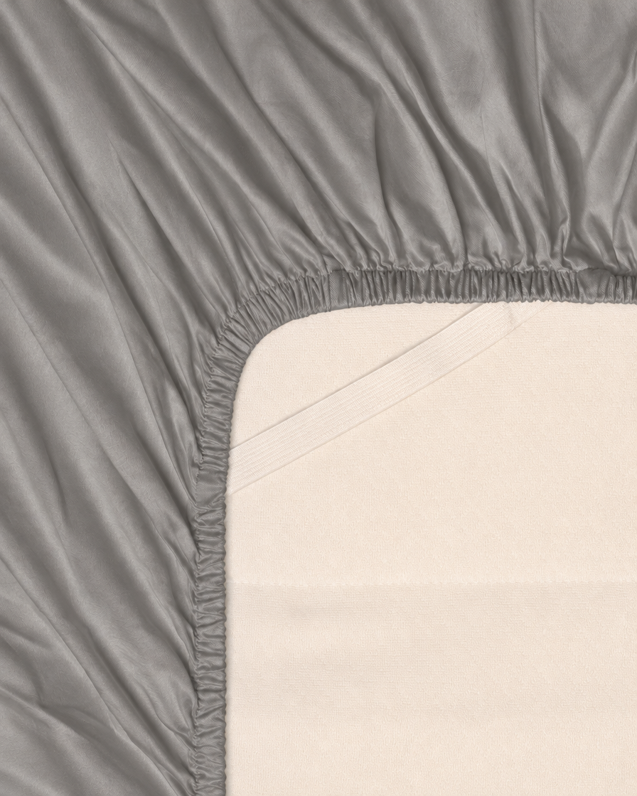 Lyocell sateen fitted sheet – Smoke Grey – fs-corner