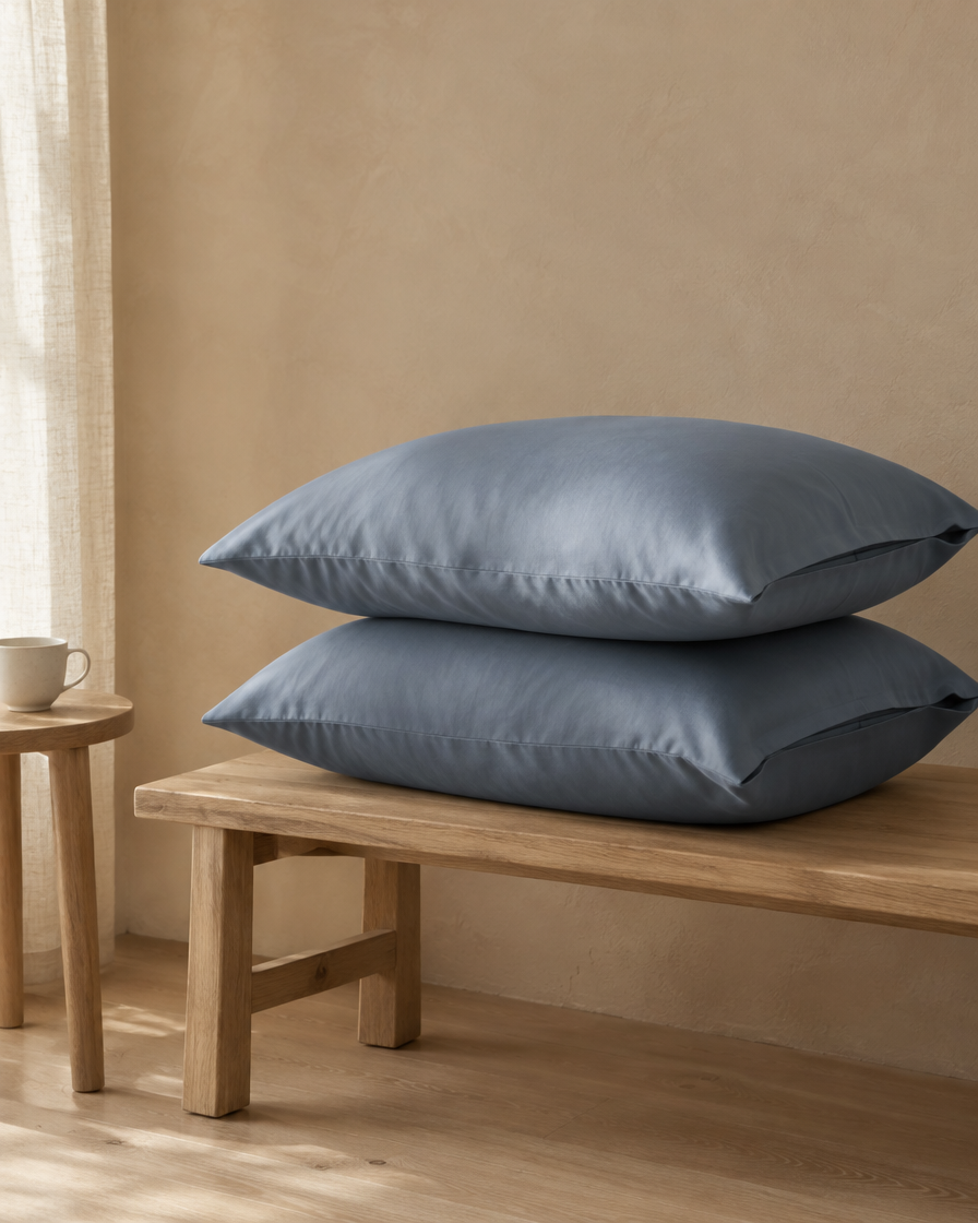 Lyocell sateen pillowcases – Slate Blue – pc-stack