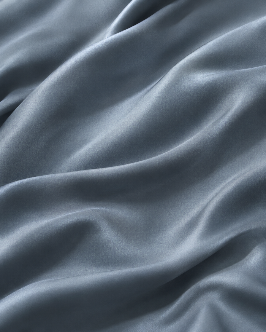 Lyocell sateen duvet cover set – Slate Blue – drape